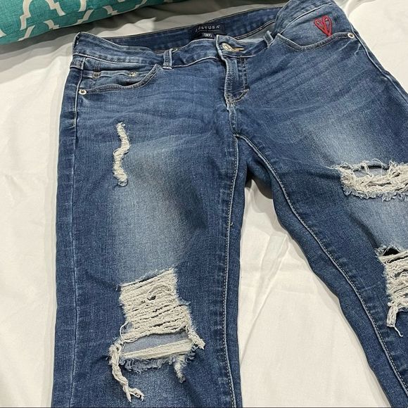 Delina Distressed‎ Embroidered Skinny Jean - Picture 12 of 16